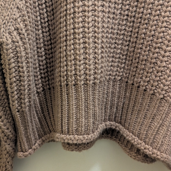 H&M Ribbed Polo-Neck Jumper Elegant Drop Shoulder Beige Turtleneck Sweater- L - Picture 8 of 11